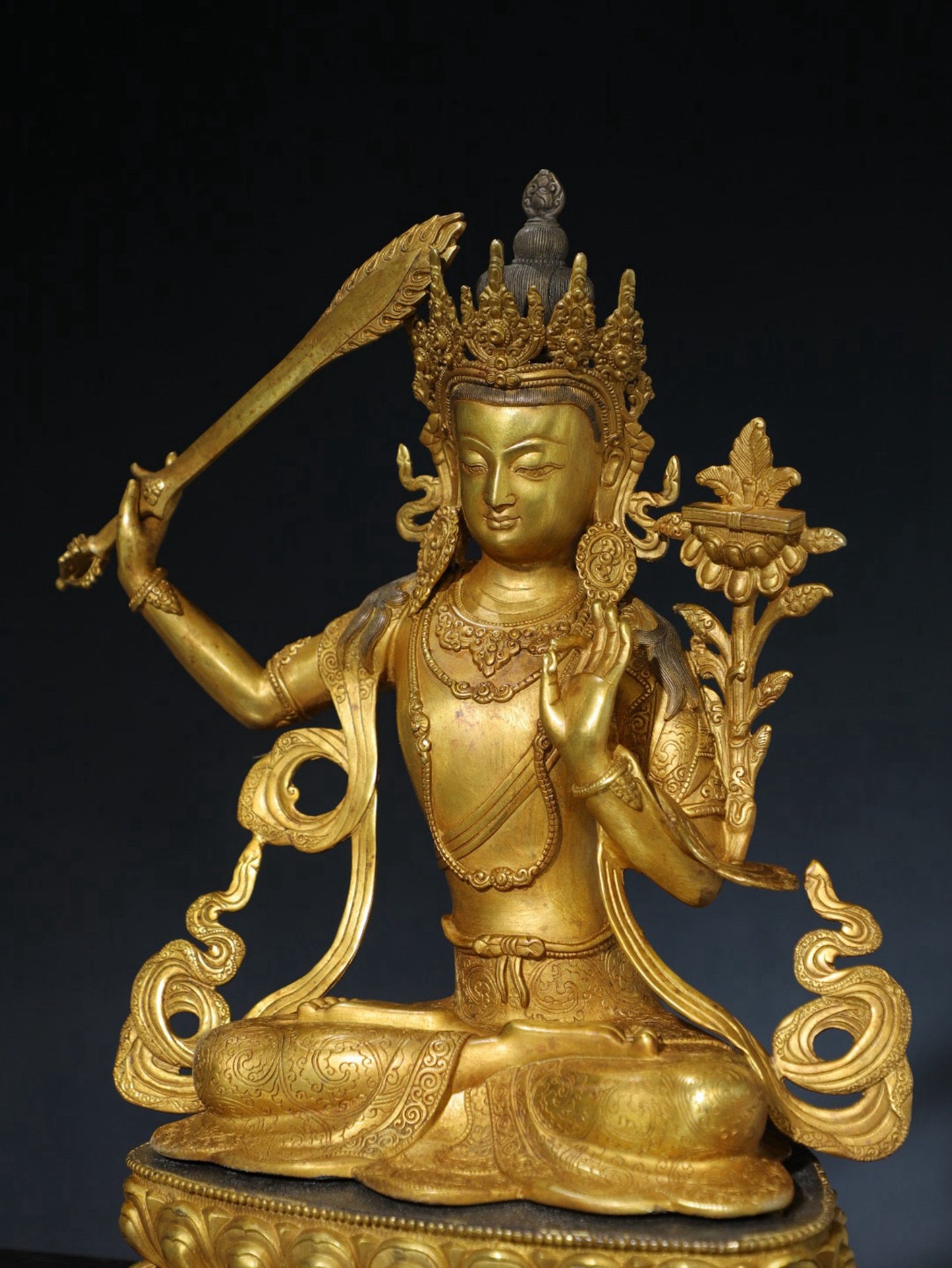 Pure copper statue of Manjushri Bodhisattva