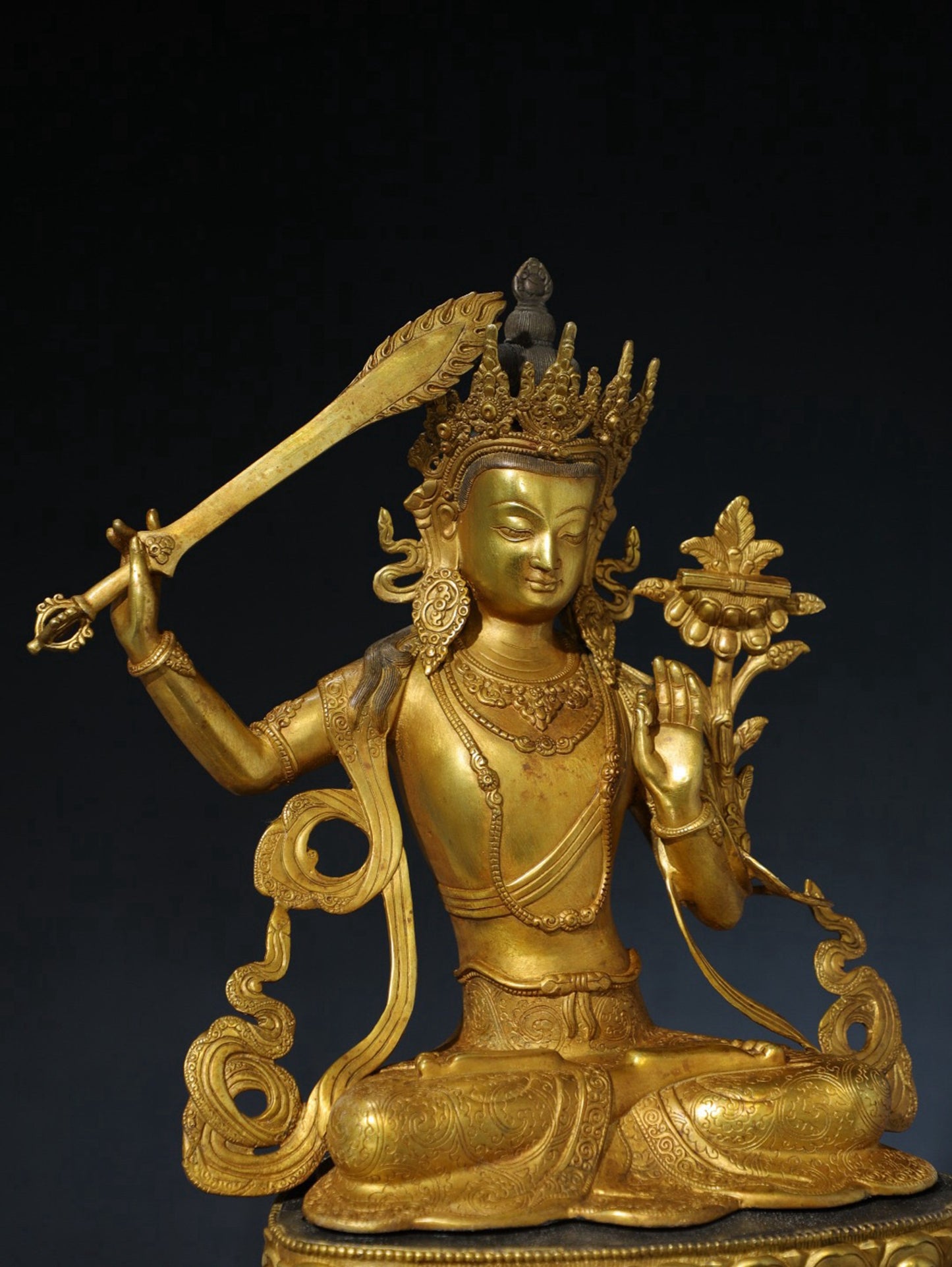 Pure copper statue of Manjushri Bodhisattva