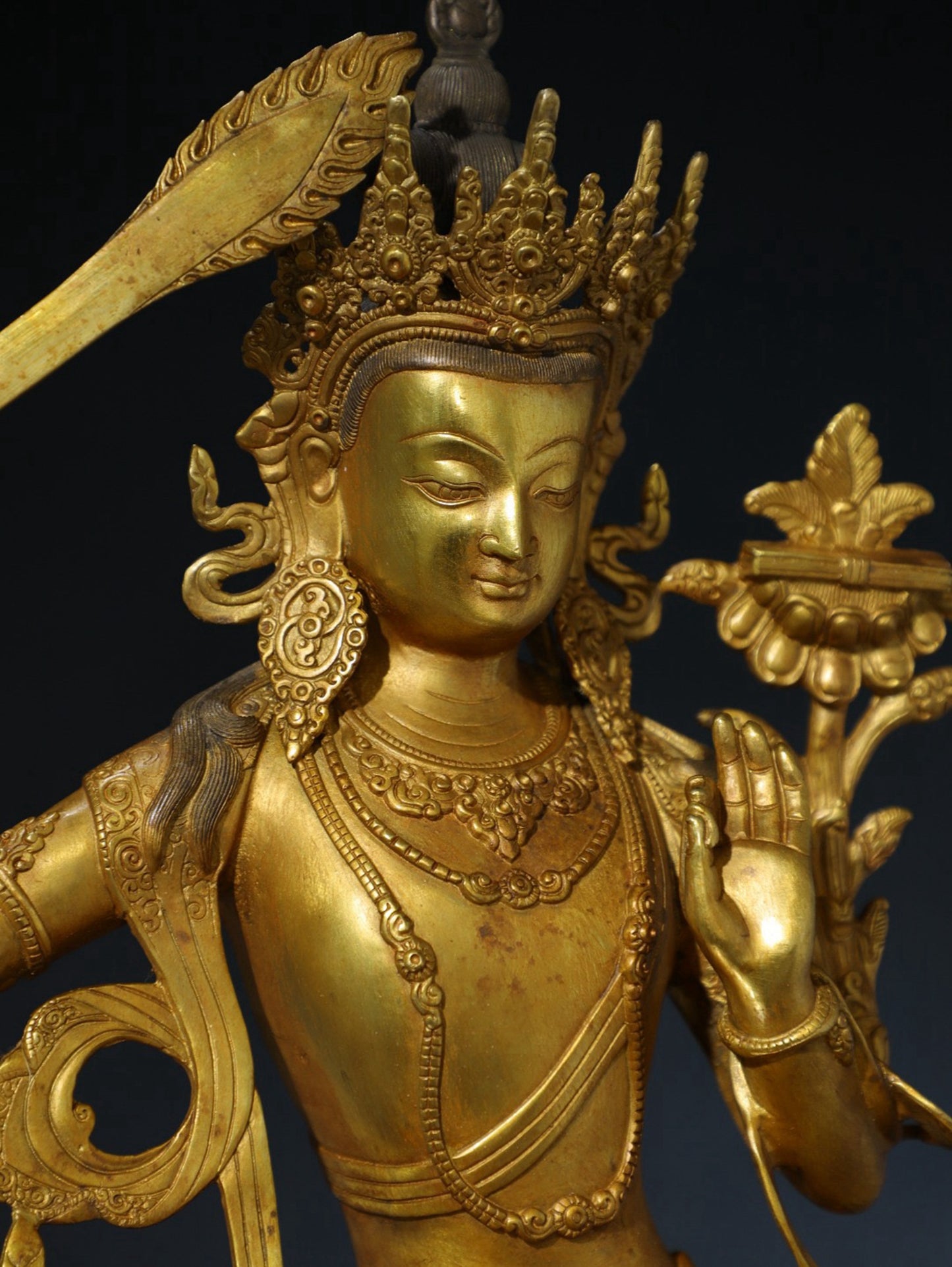 Pure copper statue of Manjushri Bodhisattva