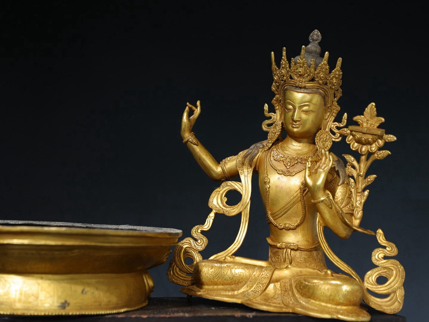 Pure copper statue of Manjushri Bodhisattva