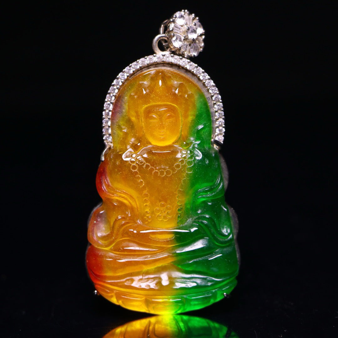 Perfect High Ice Guanyin Jade Plaque