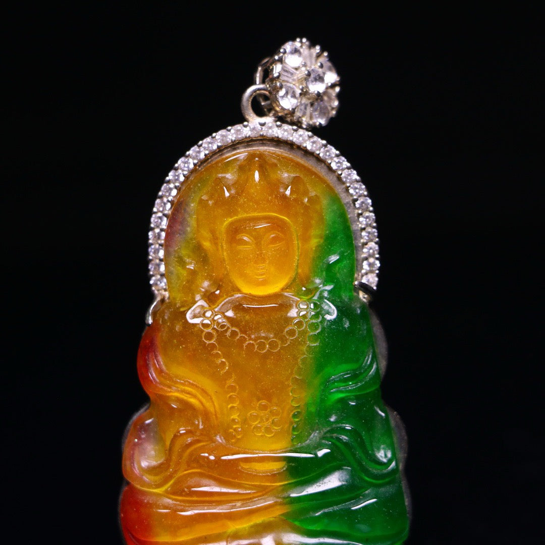 Perfect High Ice Guanyin Jade Plaque