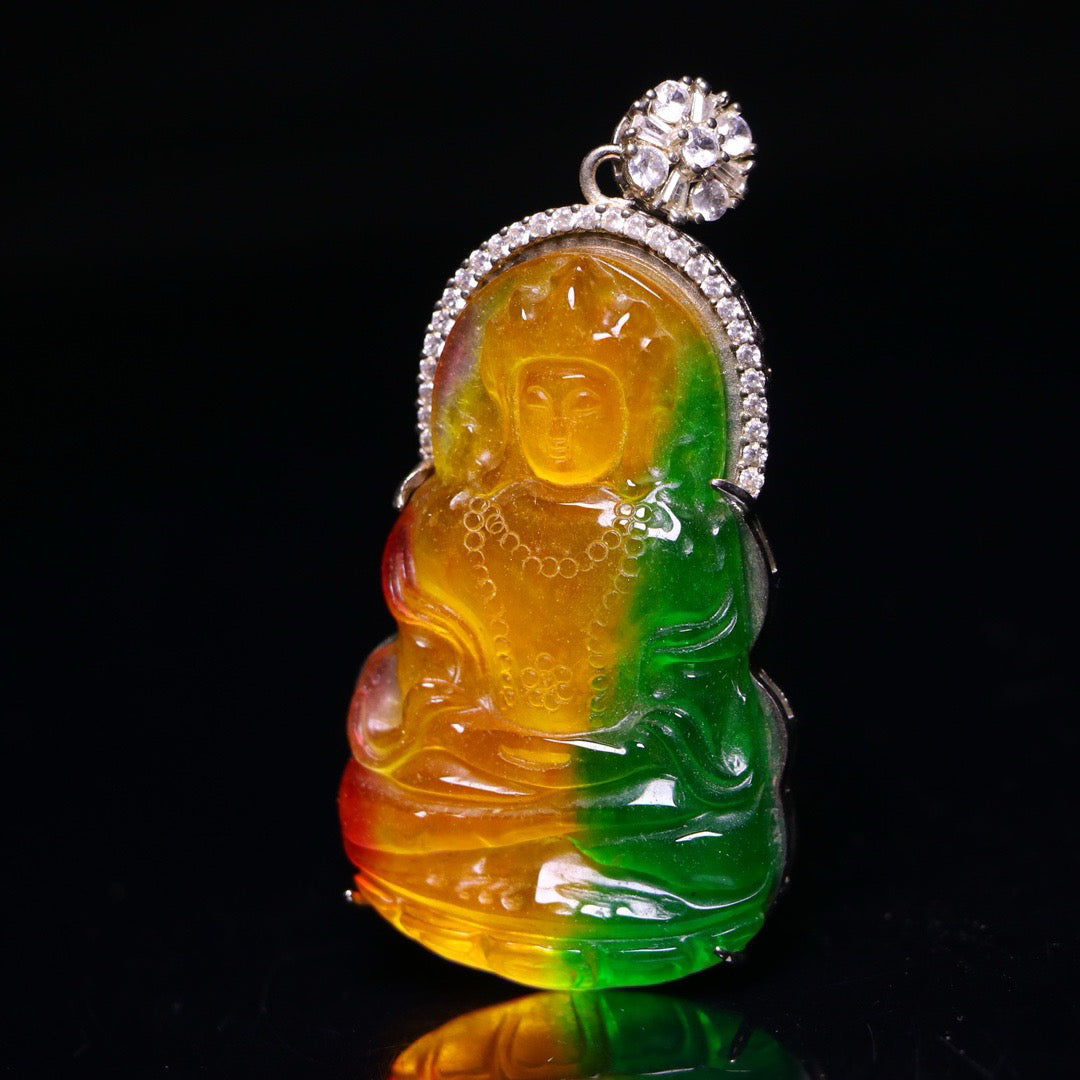 Perfect High Ice Guanyin Jade Plaque