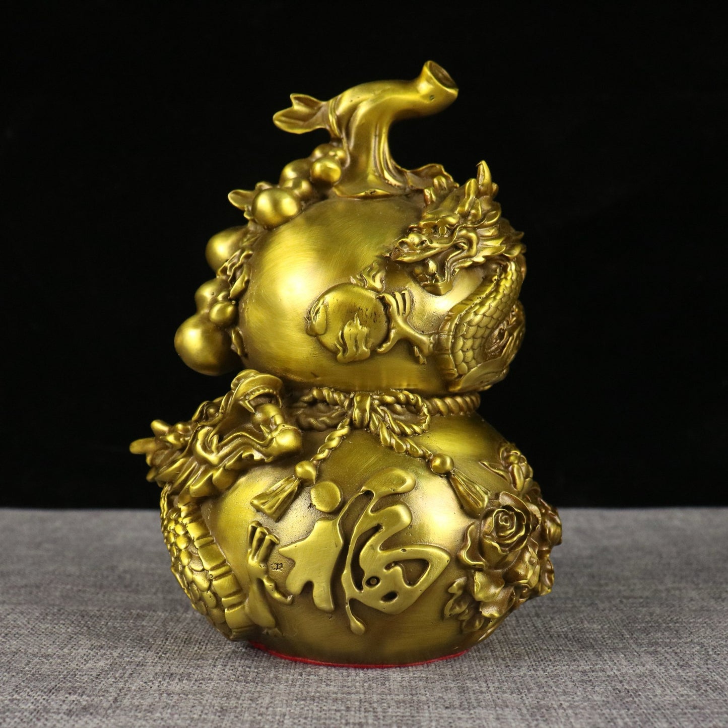 Chinese antique pure copper auspicious dragon offering auspicious gourd