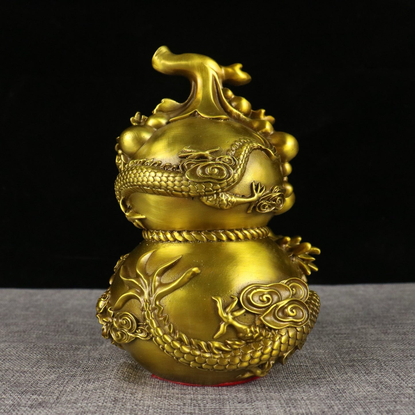 Chinese antique pure copper auspicious dragon offering auspicious gourd