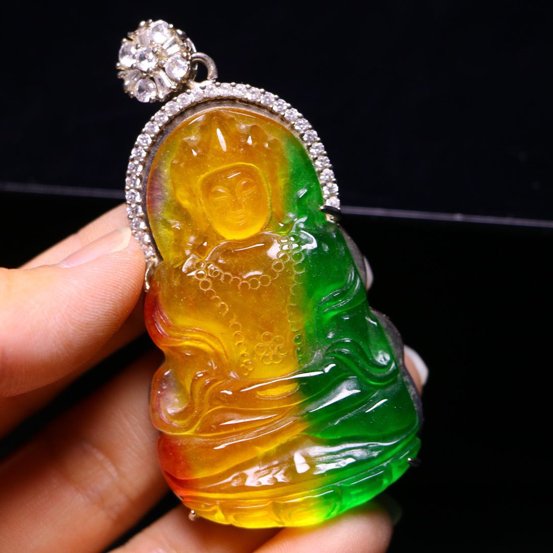 Perfect High Ice Guanyin Jade Plaque