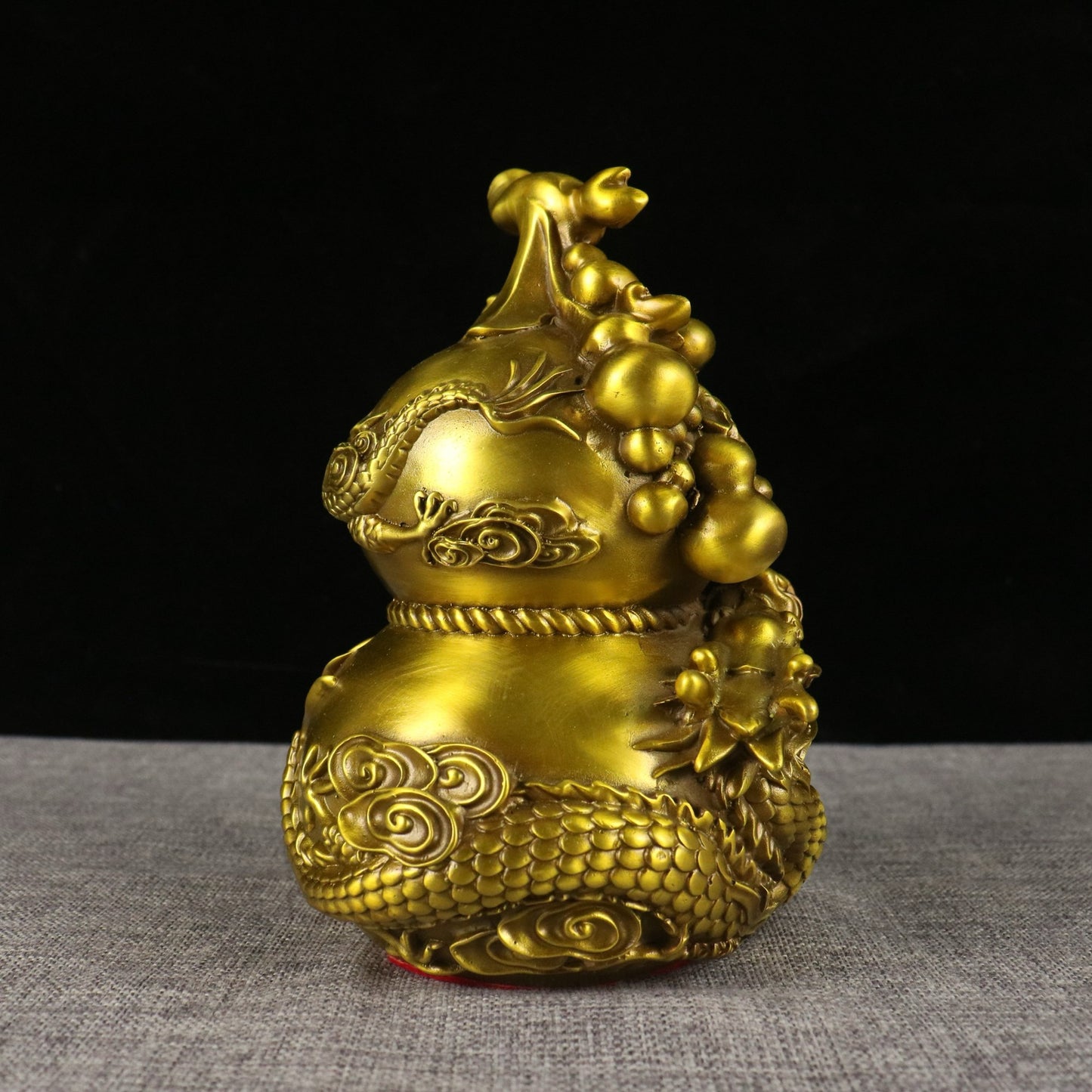 Chinese antique pure copper auspicious dragon offering auspicious gourd