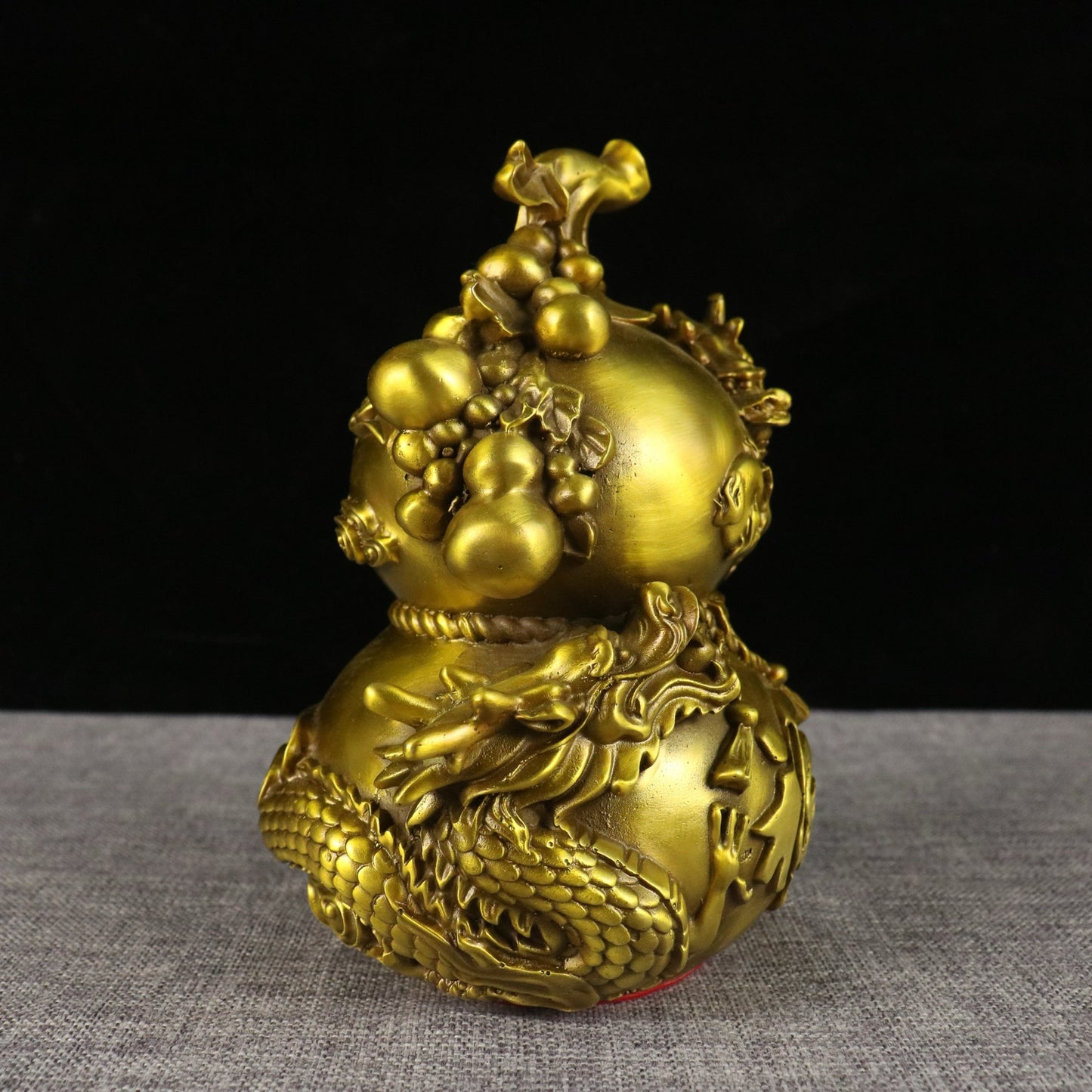 Chinese antique pure copper auspicious dragon offering auspicious gourd