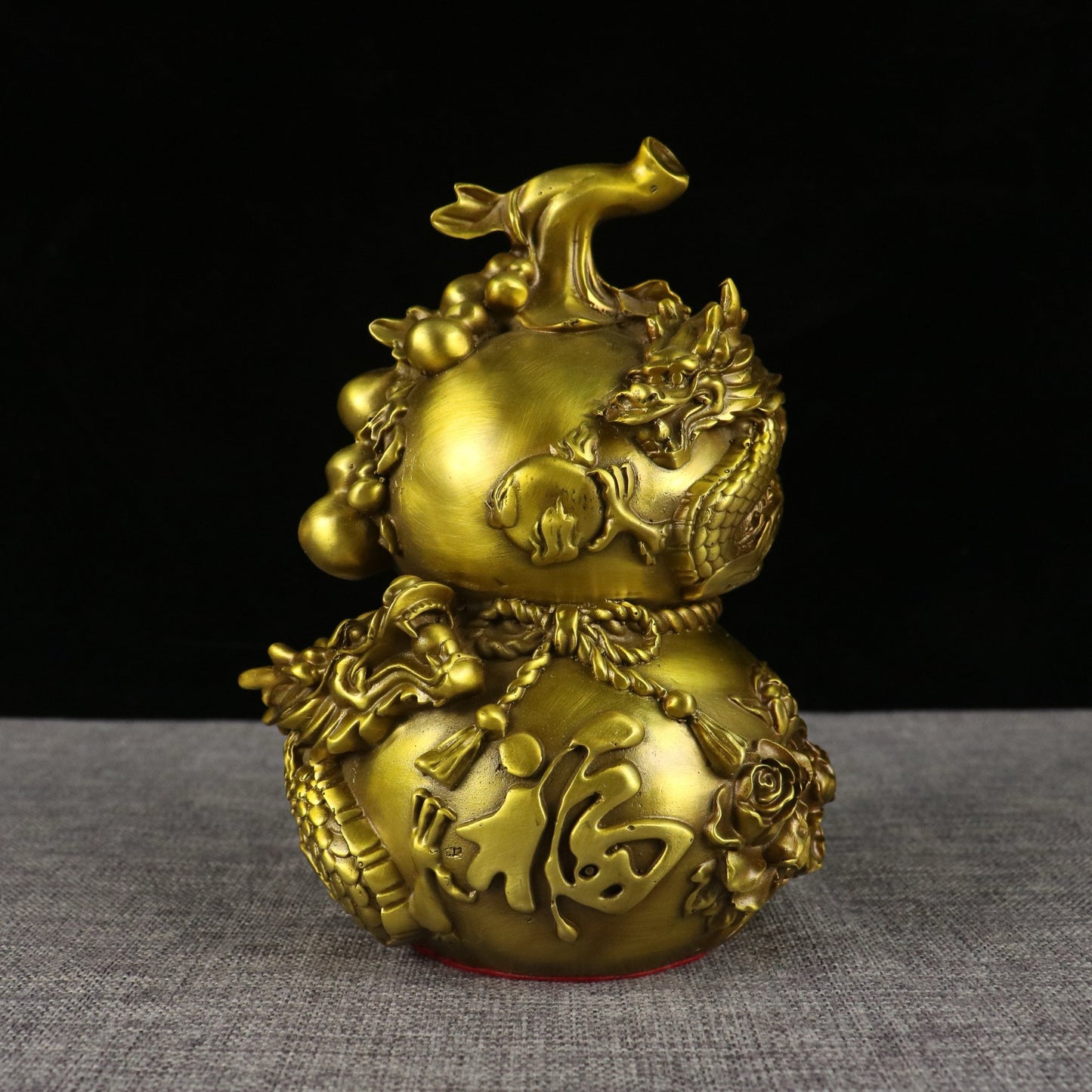 Chinese antique pure copper auspicious dragon offering auspicious gourd