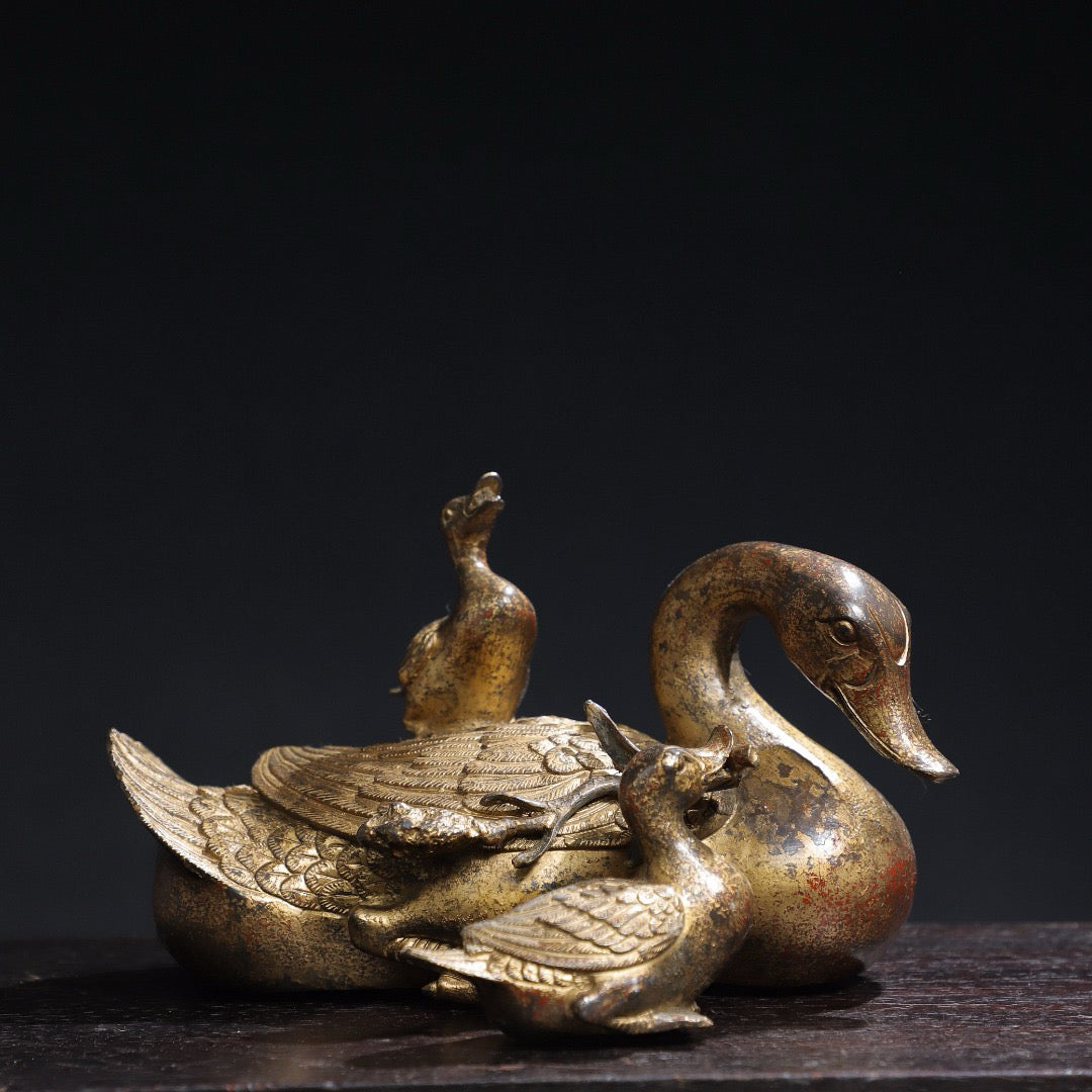 Chinese antique pure copper [goose goose goose] ornaments