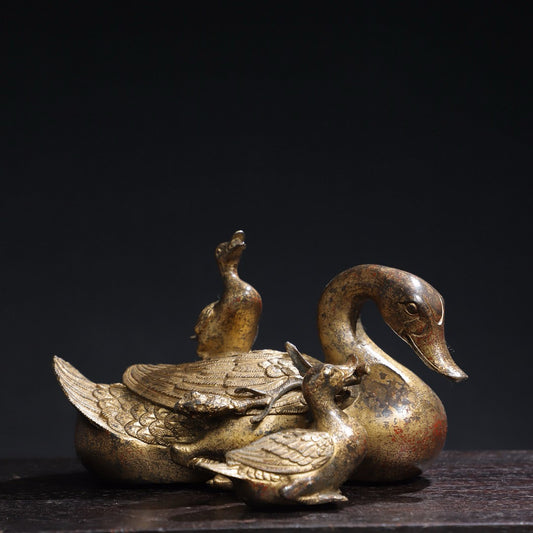 Chinese antique pure copper [goose goose goose] ornaments
