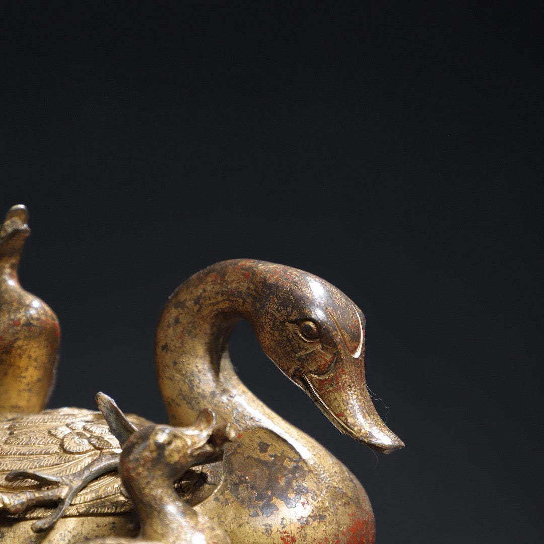 Chinese antique pure copper [goose goose goose] ornaments
