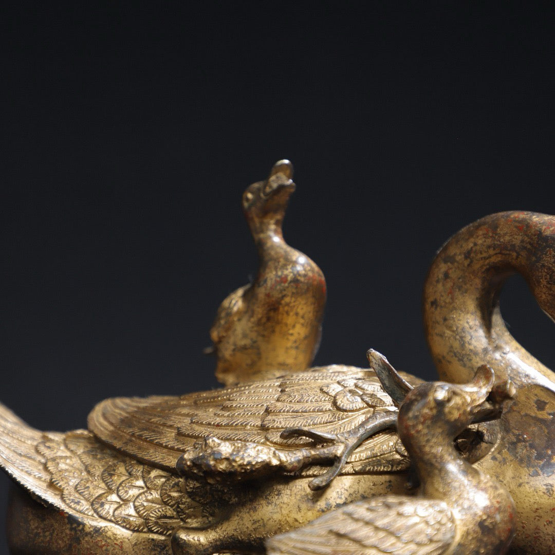 Chinese antique pure copper [goose goose goose] ornaments