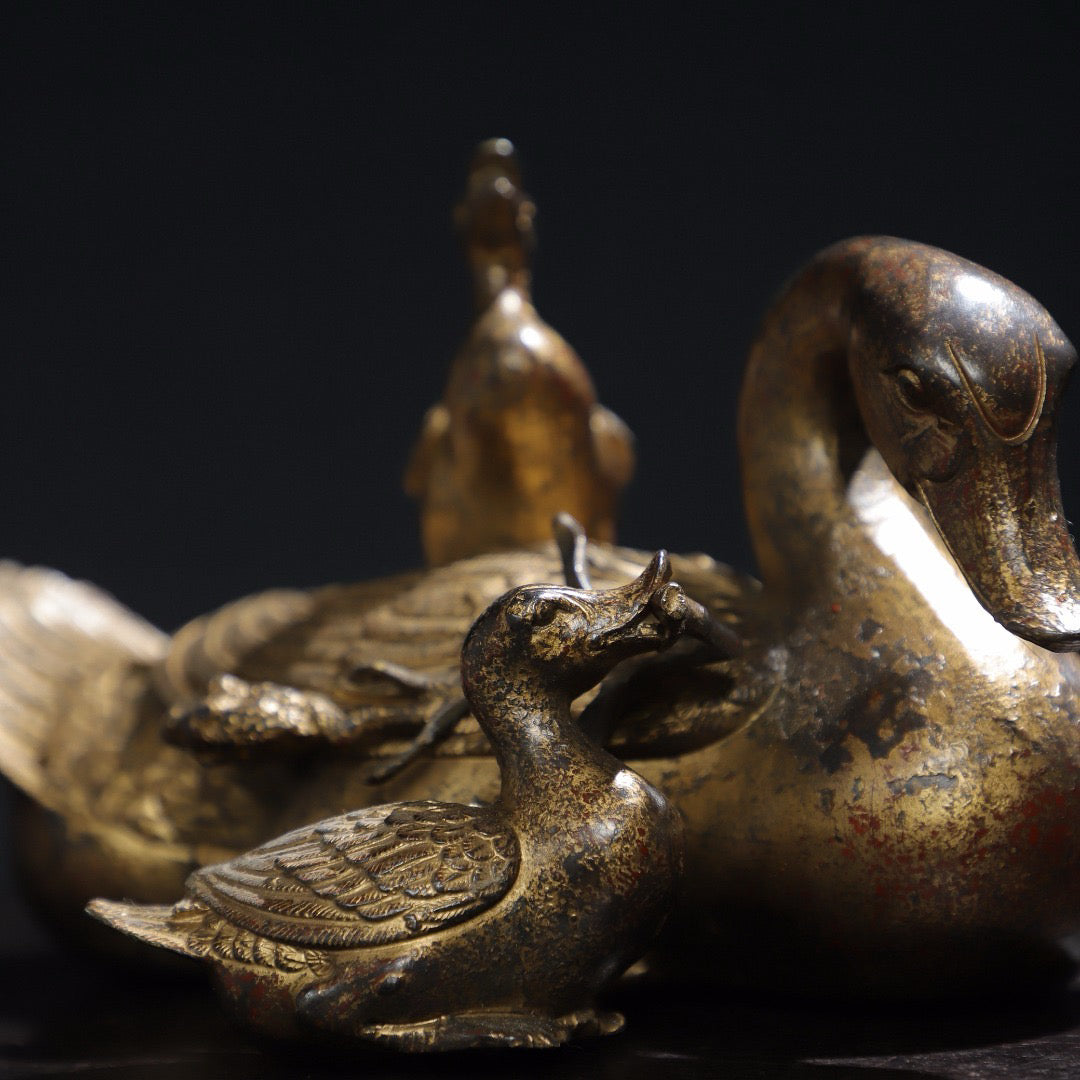 Chinese antique pure copper [goose goose goose] ornaments