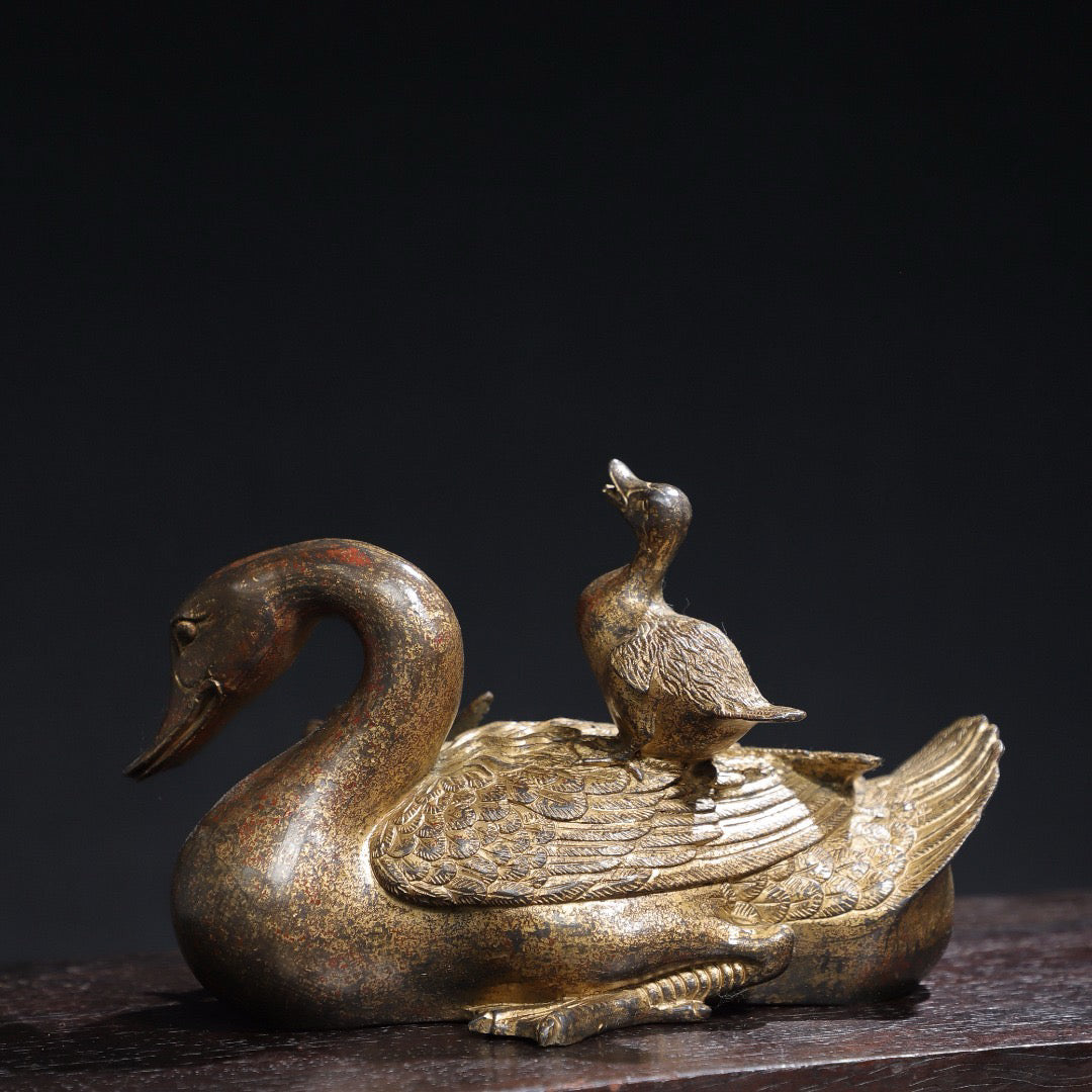 Chinese antique pure copper [goose goose goose] ornaments