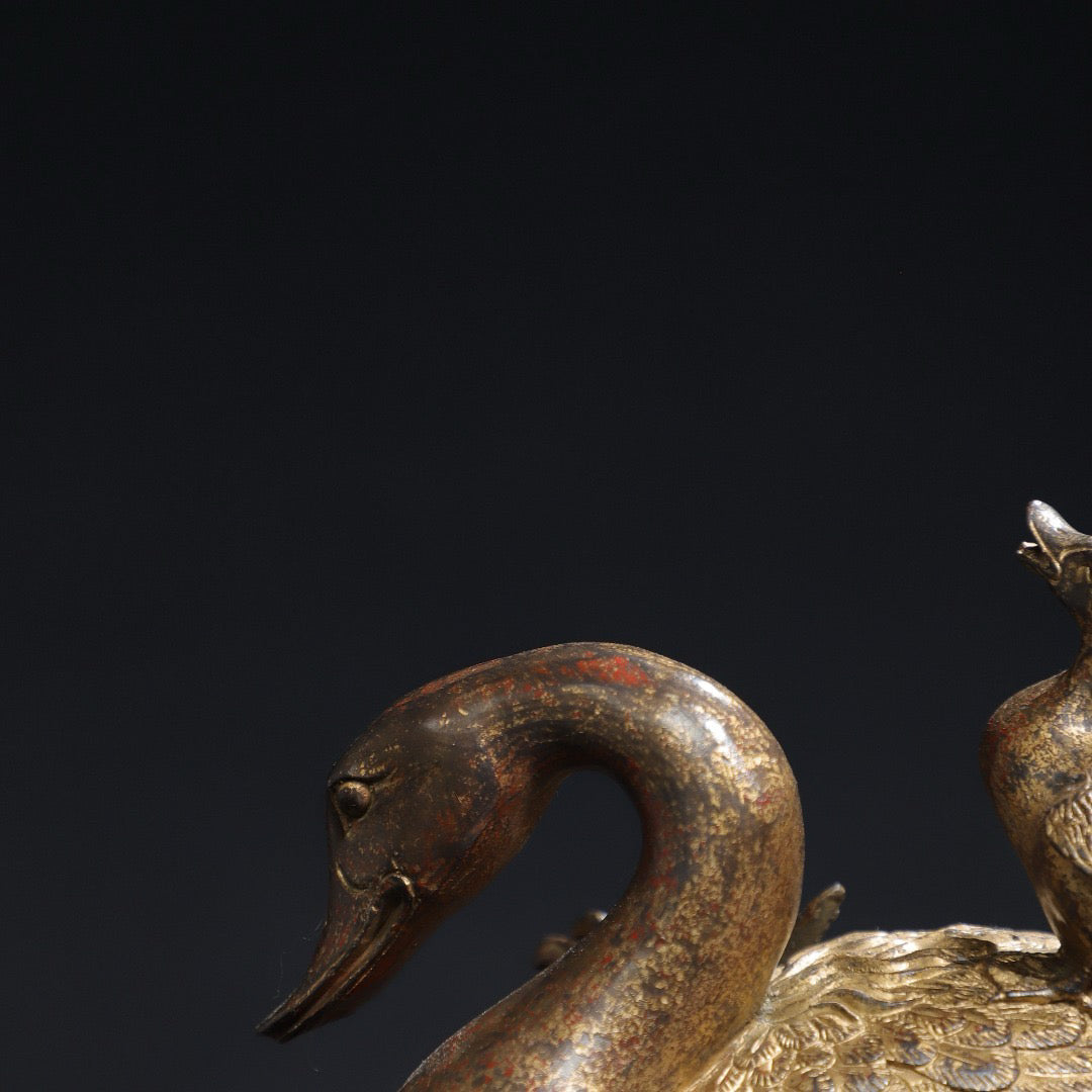 Chinese antique pure copper [goose goose goose] ornaments