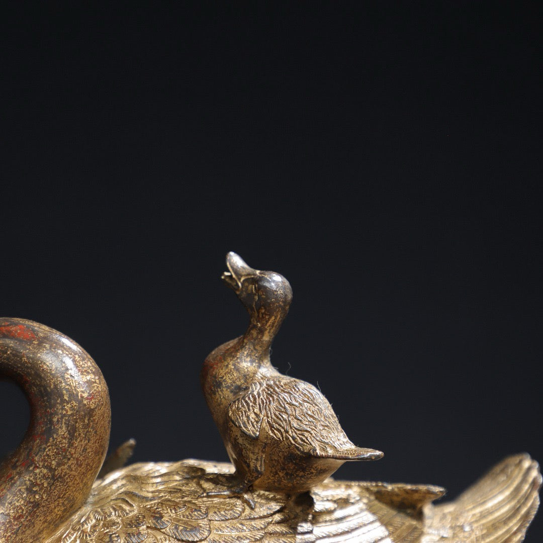 Chinese antique pure copper [goose goose goose] ornaments