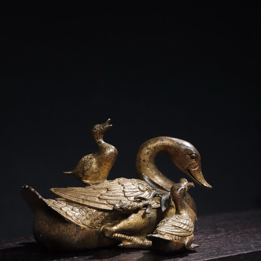 Chinese antique pure copper [goose goose goose] ornaments
