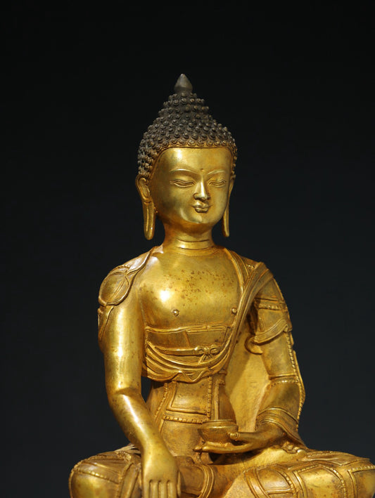 Chinese antique pure copper statue of Shakyamuni Buddha