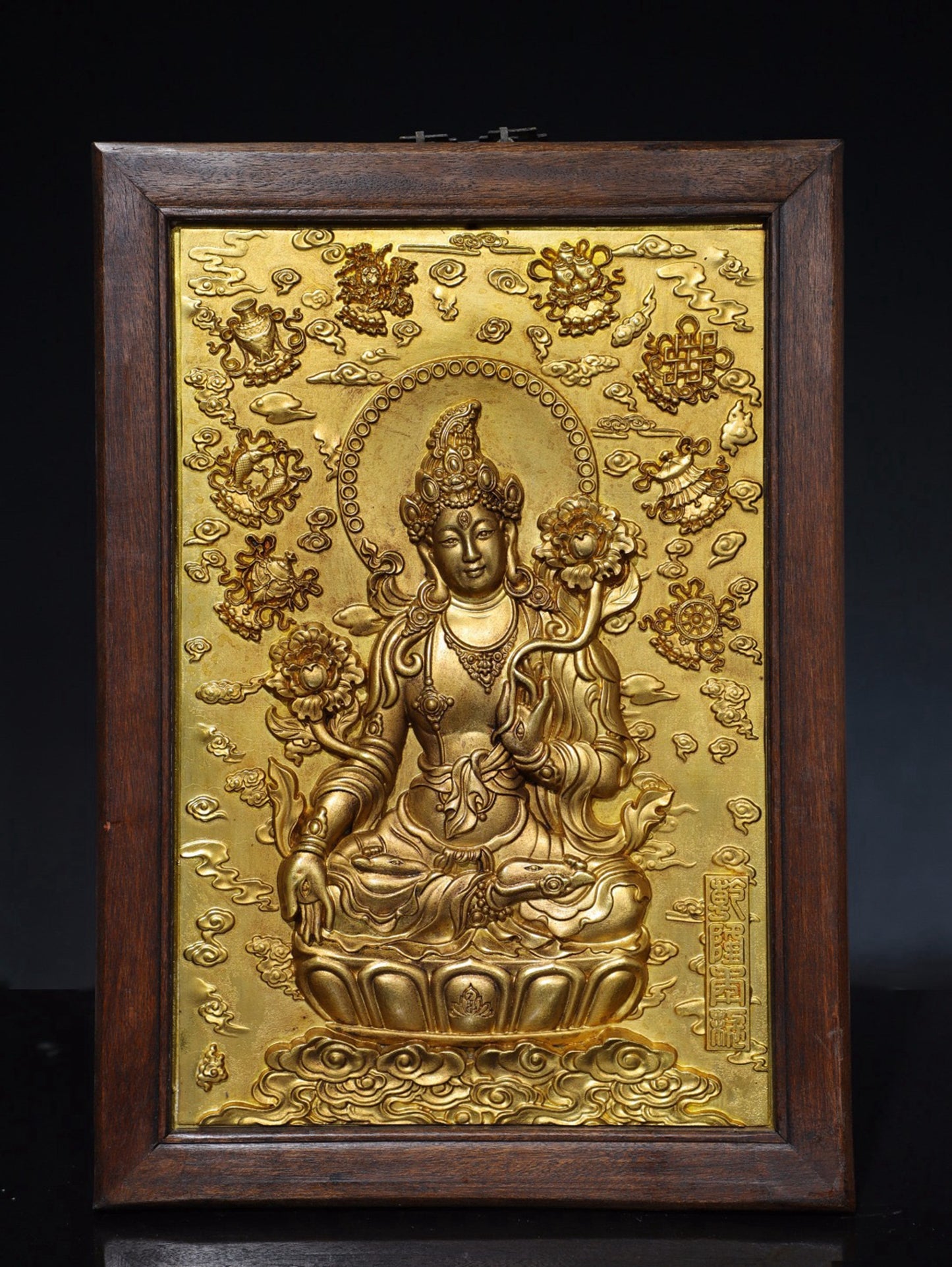 Pure copper white tara thangka