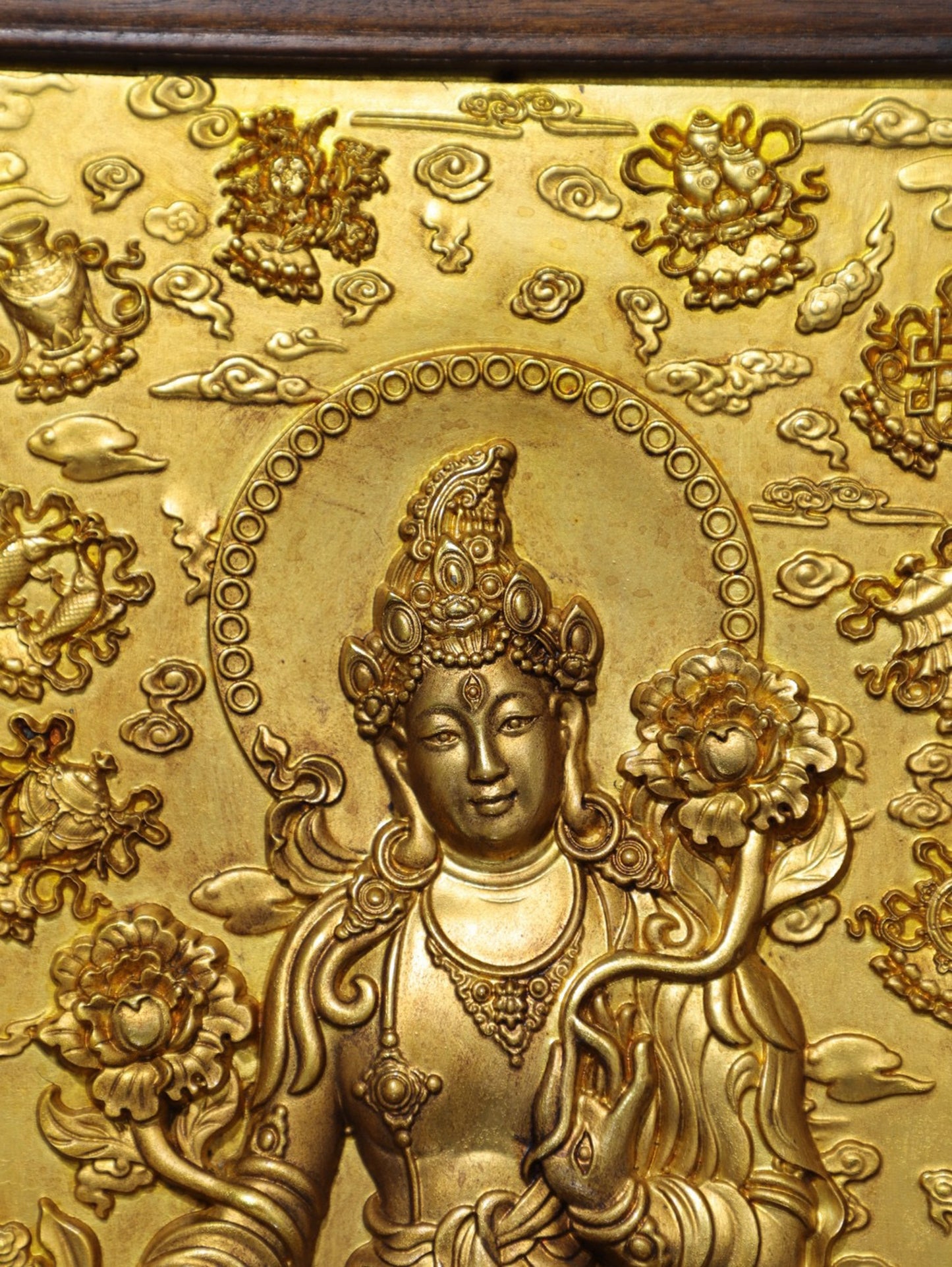 Pure copper white tara thangka