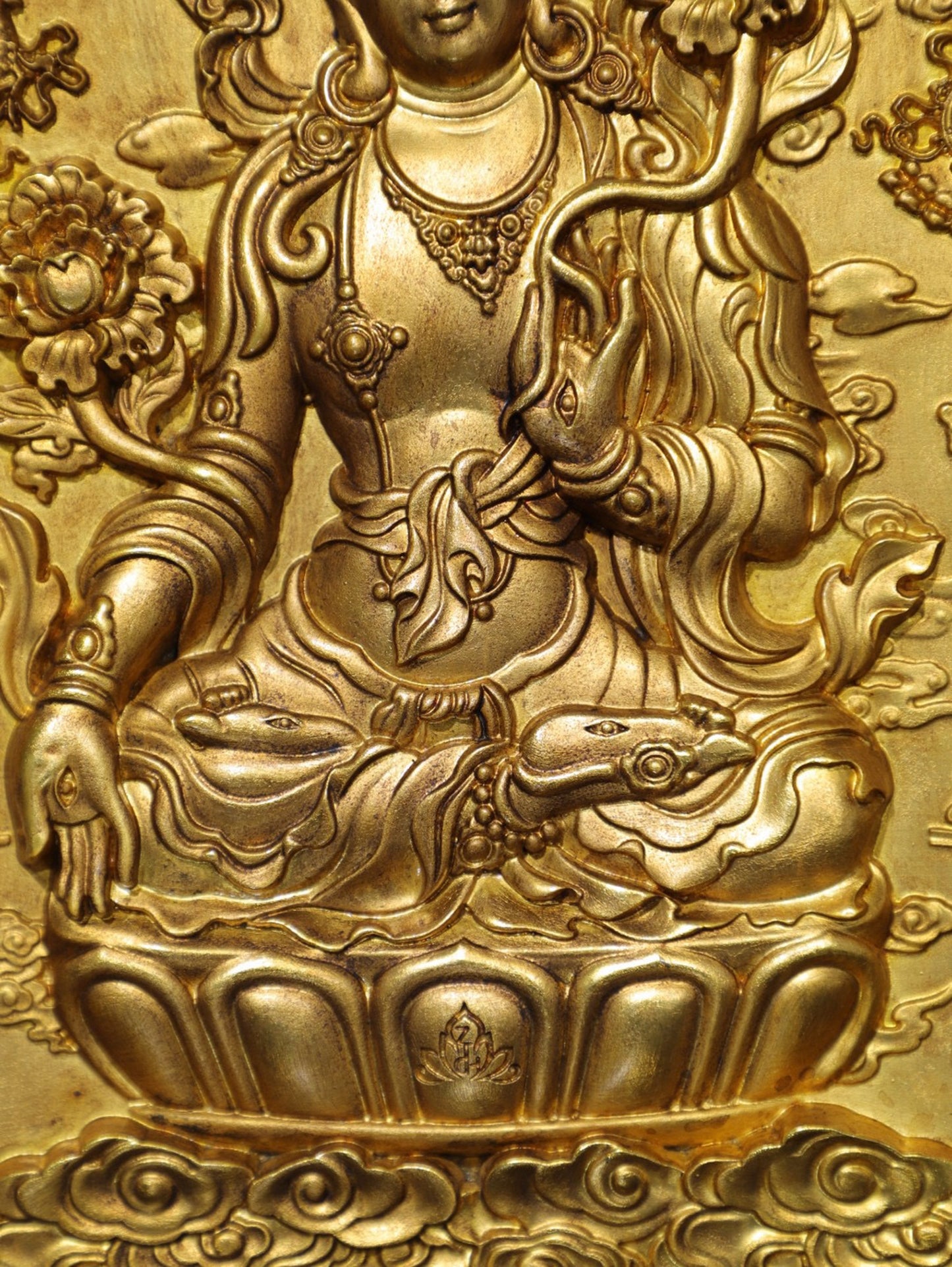 Pure copper white tara thangka