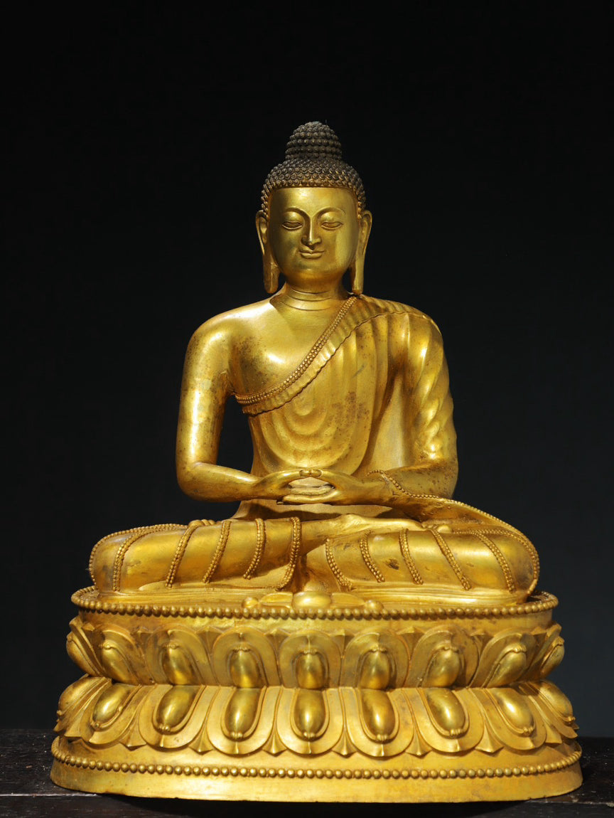 Chinese antique pure copper statue of Shakyamuni Buddha