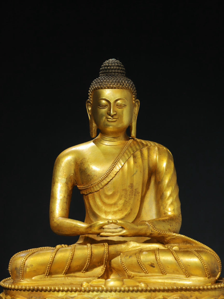 Chinese antique pure copper statue of Shakyamuni Buddha