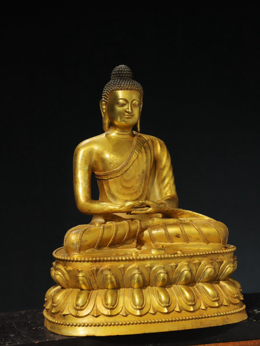 Chinese antique pure copper statue of Shakyamuni Buddha
