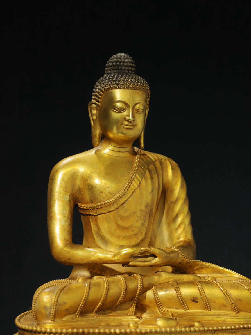 Chinese antique pure copper statue of Shakyamuni Buddha