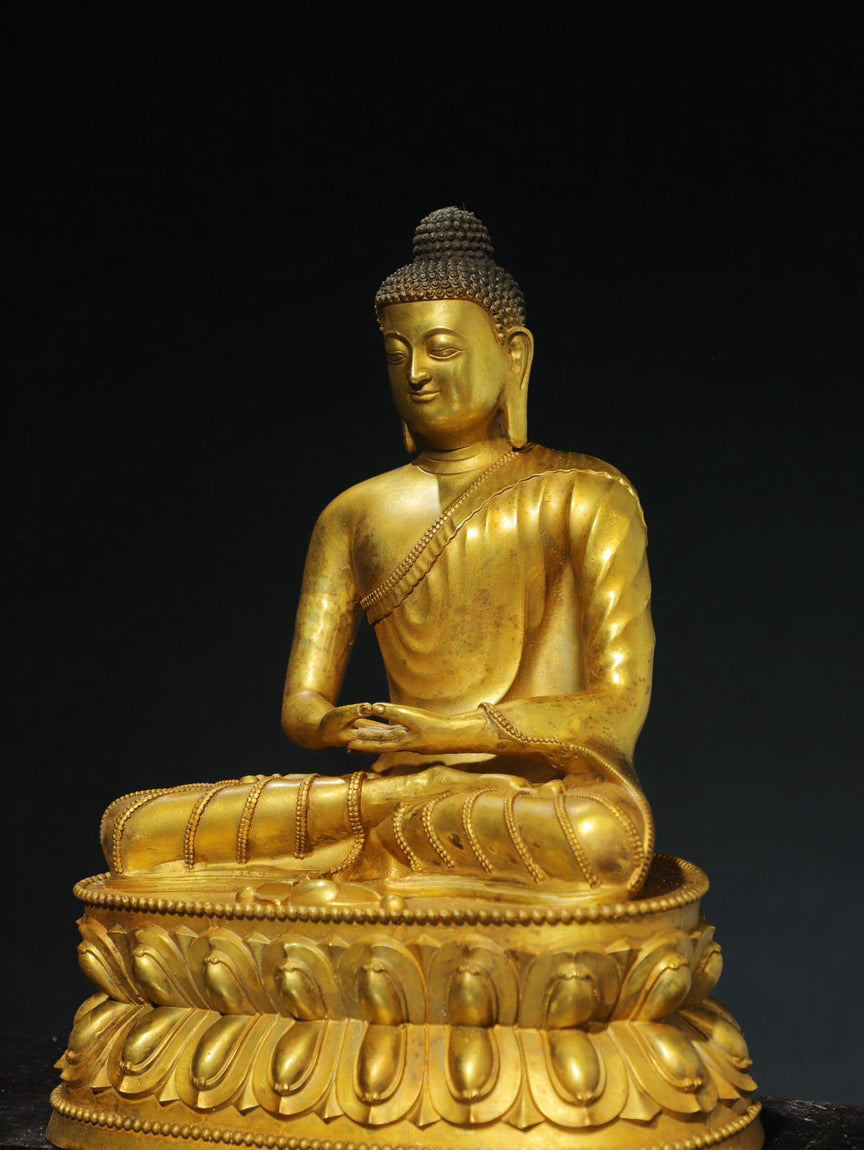Chinese antique pure copper statue of Shakyamuni Buddha