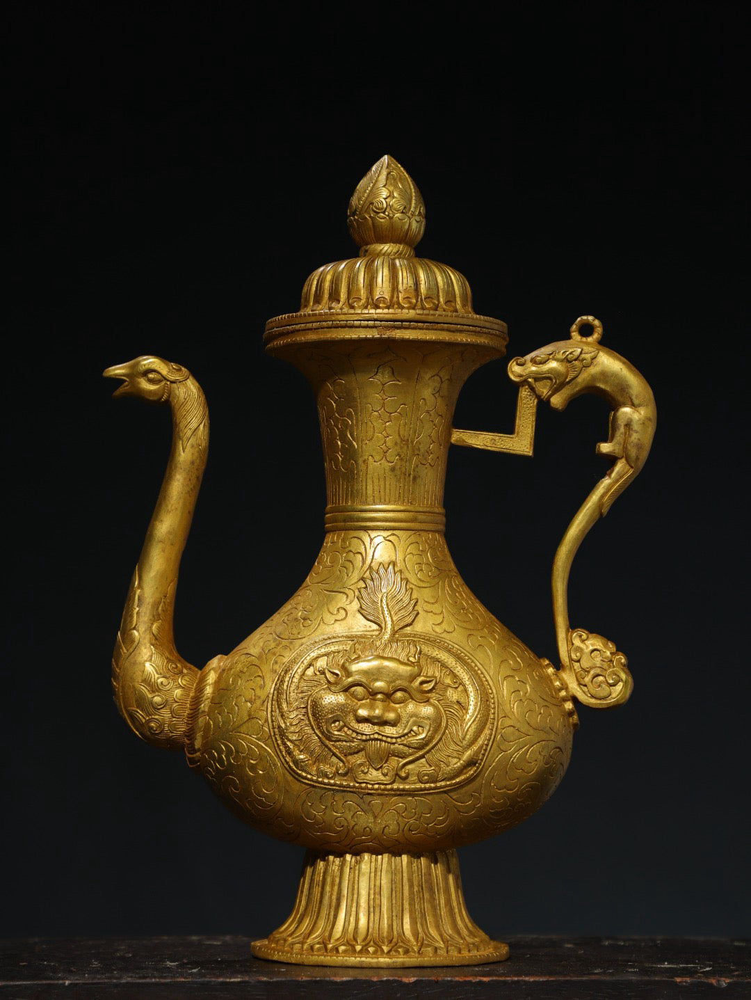Chinese Antique Pure Copper [Dragon and Phoenix] Pot