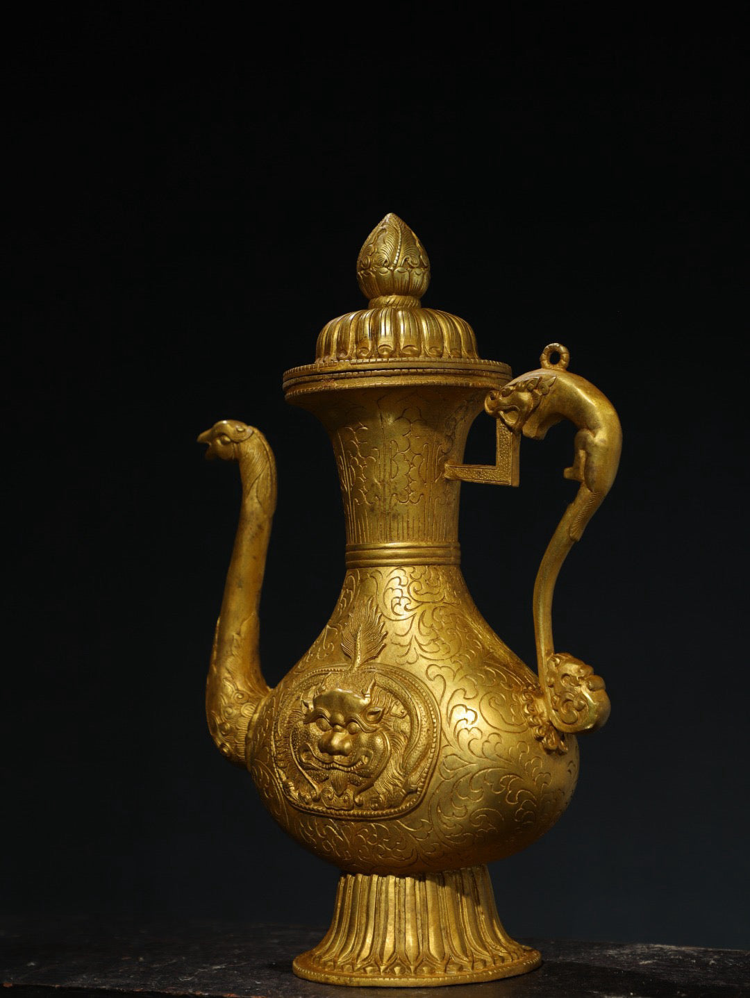 Chinese Antique Pure Copper [Dragon and Phoenix] Pot
