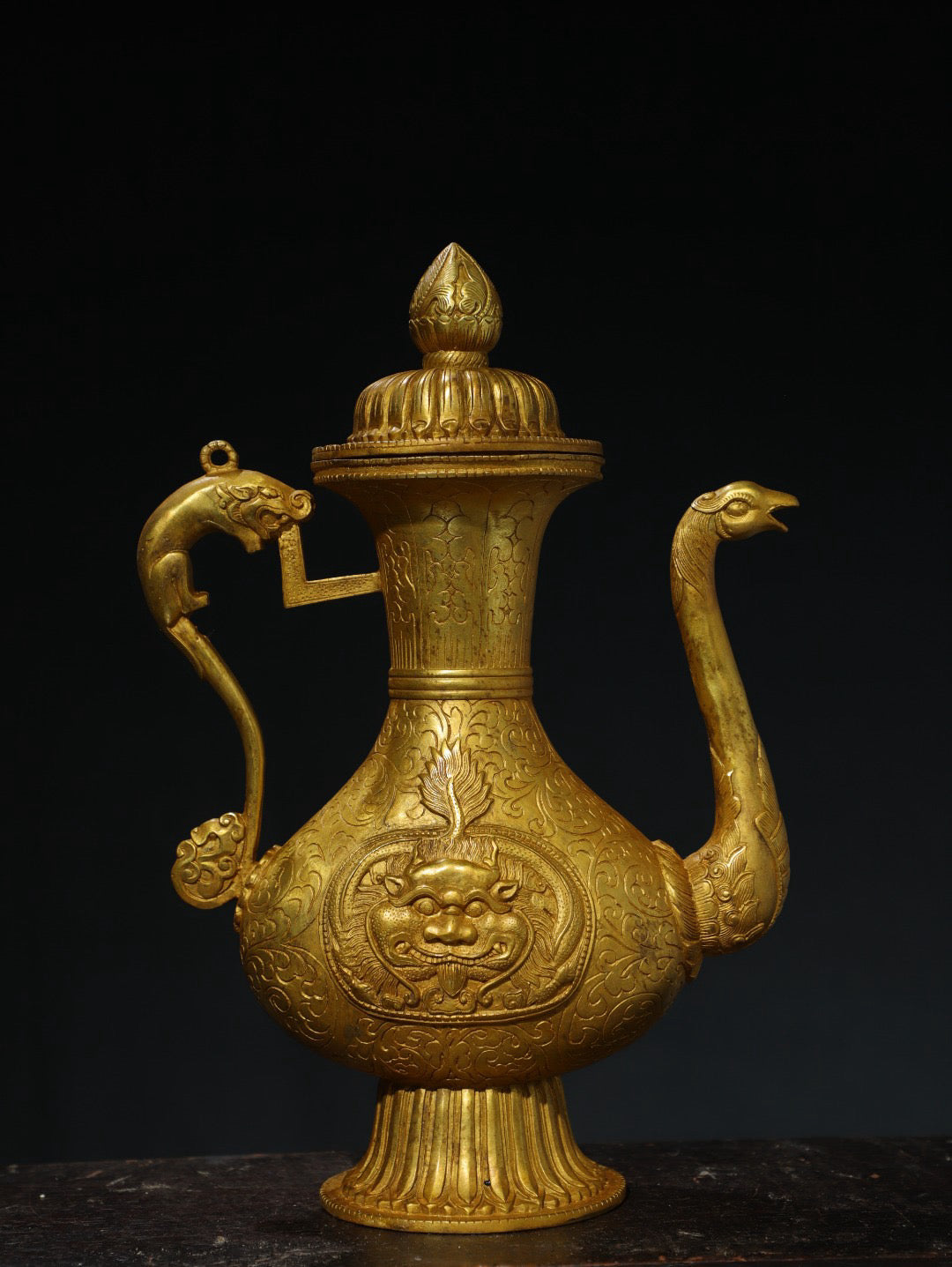 Chinese Antique Pure Copper [Dragon and Phoenix] Pot
