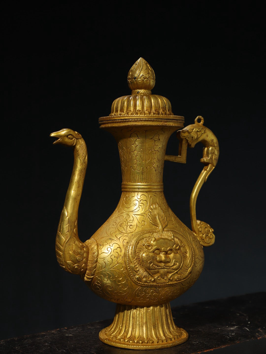 Chinese Antique Pure Copper [Dragon and Phoenix] Pot
