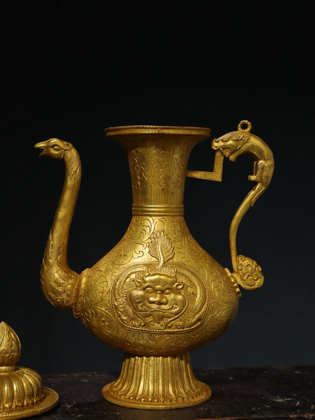 Chinese Antique Pure Copper [Dragon and Phoenix] Pot