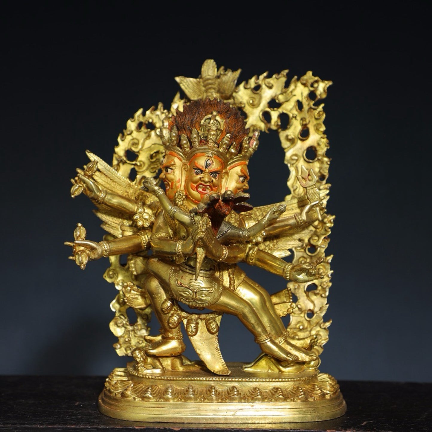 Pure copper six armed Mahagala Buddha statue