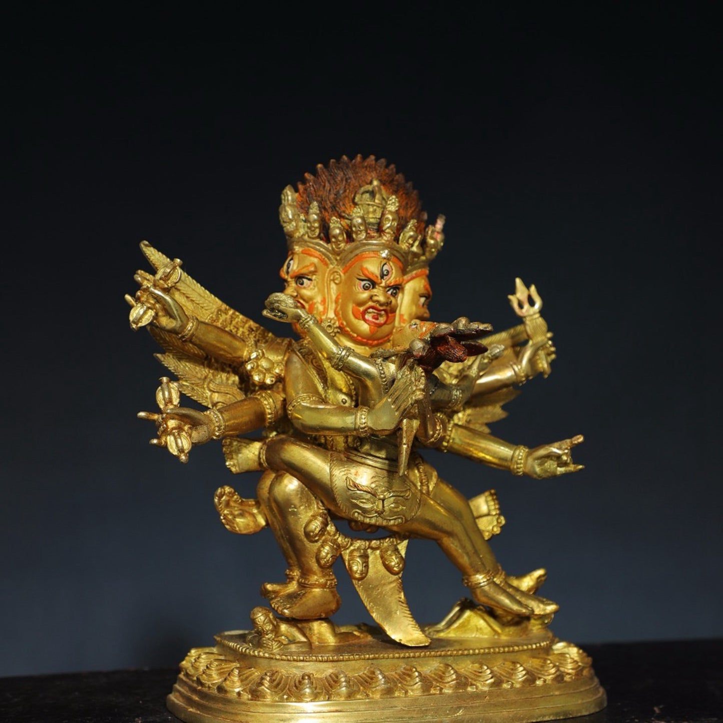 Pure copper six armed Mahagala Buddha statue