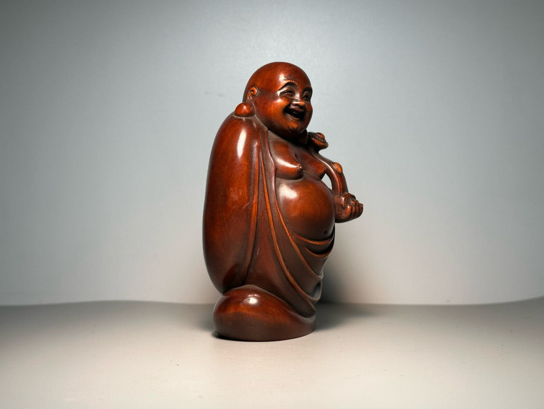 Chinese antique boxwood carving with exquisite craftsmanship to carve the Ruyi Maitreya Buddha