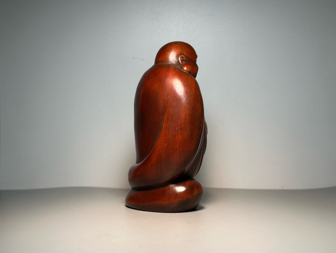 Chinese antique boxwood carving with exquisite craftsmanship to carve the Ruyi Maitreya Buddha