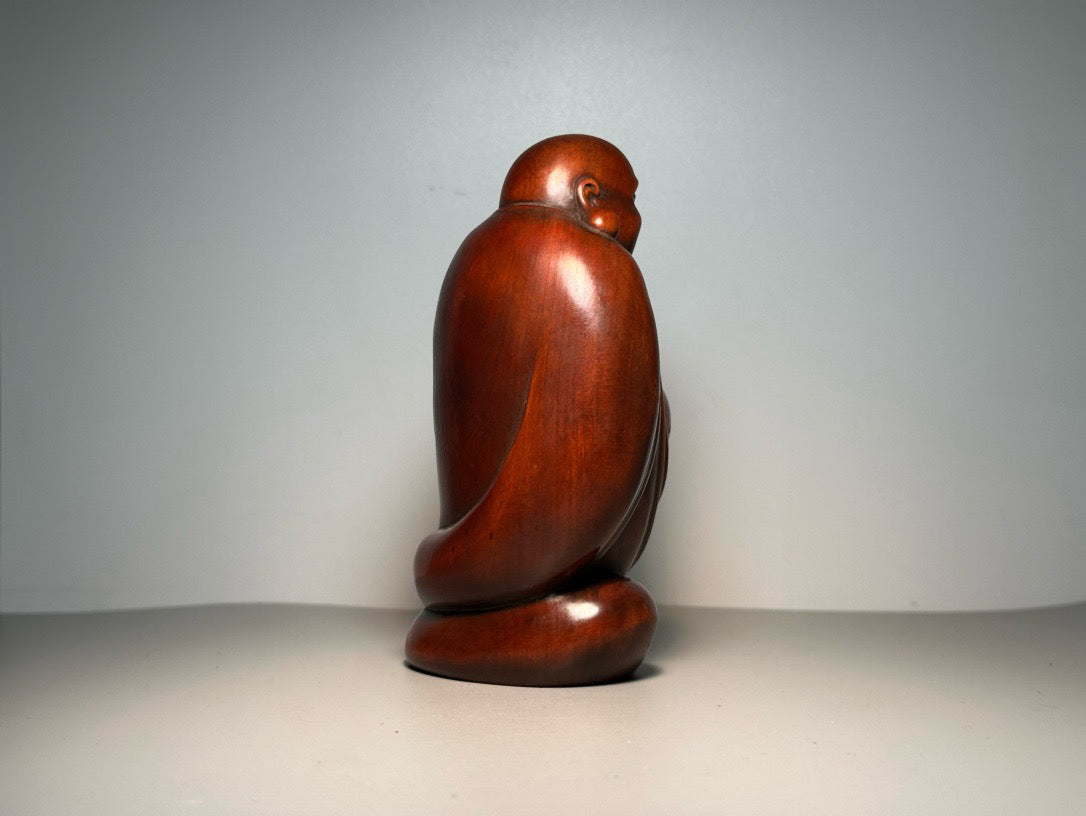 Chinese antique boxwood carving with exquisite craftsmanship to carve the Ruyi Maitreya Buddha