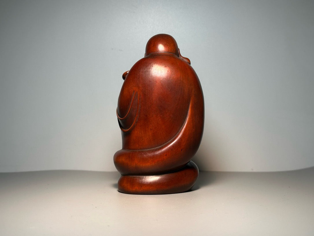 Chinese antique boxwood carving with exquisite craftsmanship to carve the Ruyi Maitreya Buddha