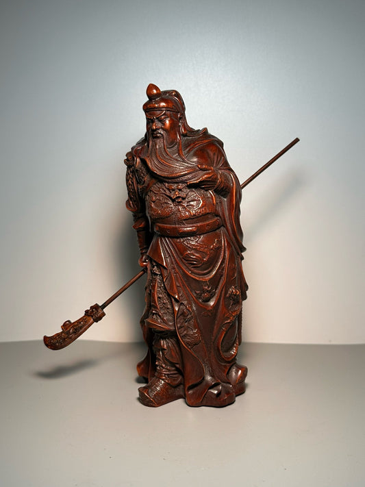 Chinese antique boxwood carving with exquisite craftsmanship to carve the Duke of Wuguan