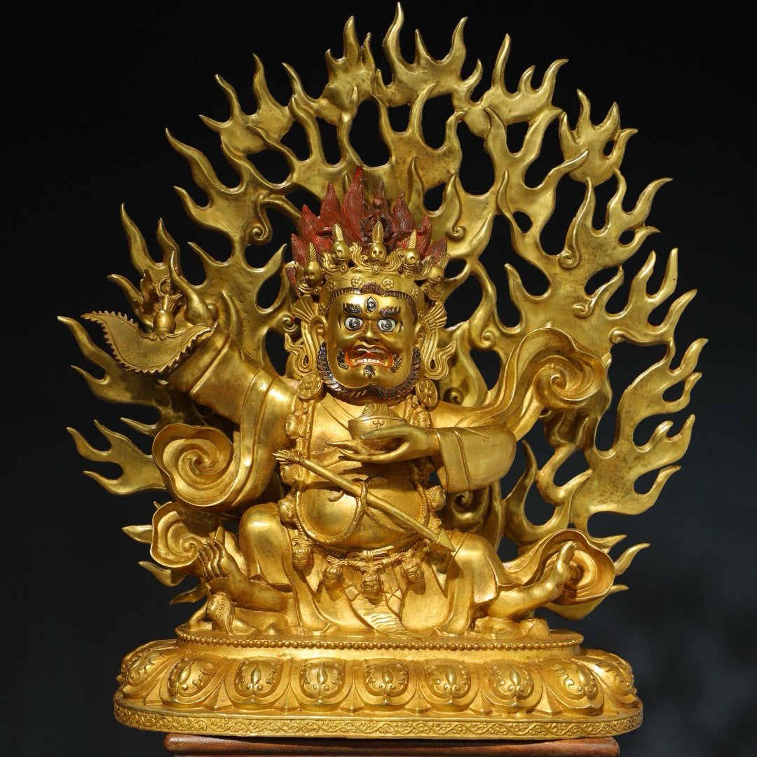 Chinese Antique Pure Copper Buddha Statue in the Big Black Sky