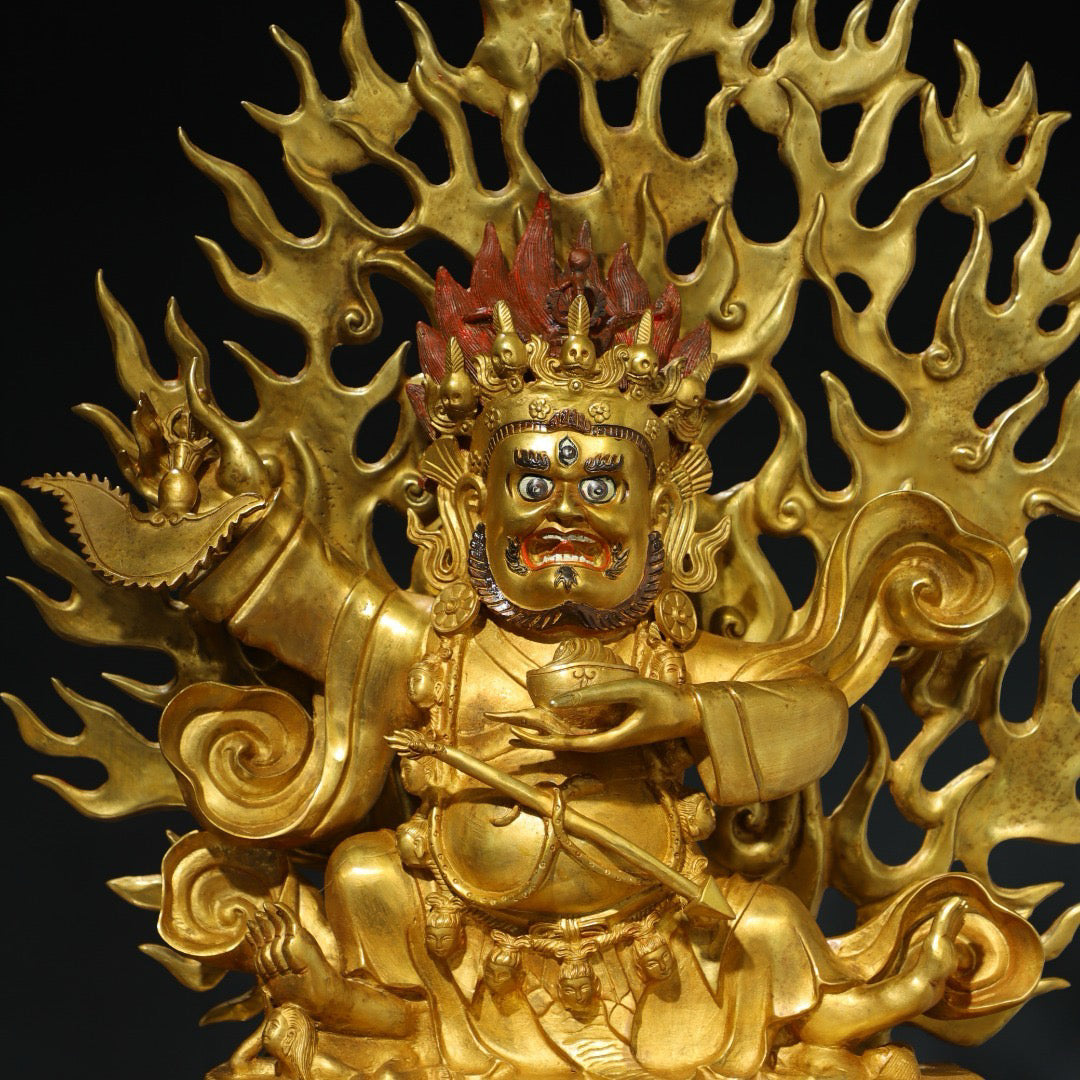 Chinese Antique Pure Copper Buddha Statue in the Big Black Sky