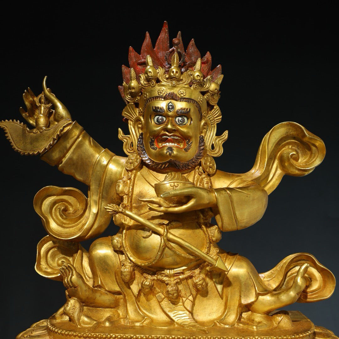 Chinese Antique Pure Copper Buddha Statue in the Big Black Sky
