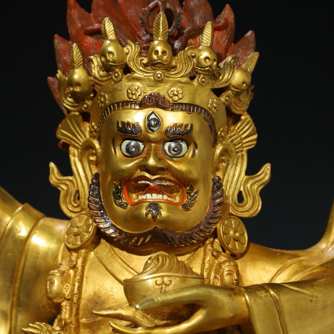 Chinese Antique Pure Copper Buddha Statue in the Big Black Sky