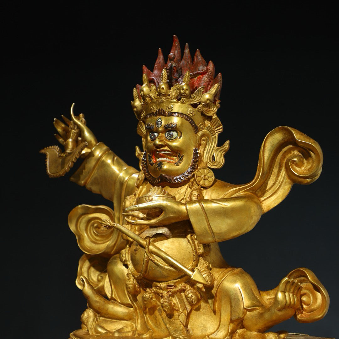 Chinese Antique Pure Copper Buddha Statue in the Big Black Sky