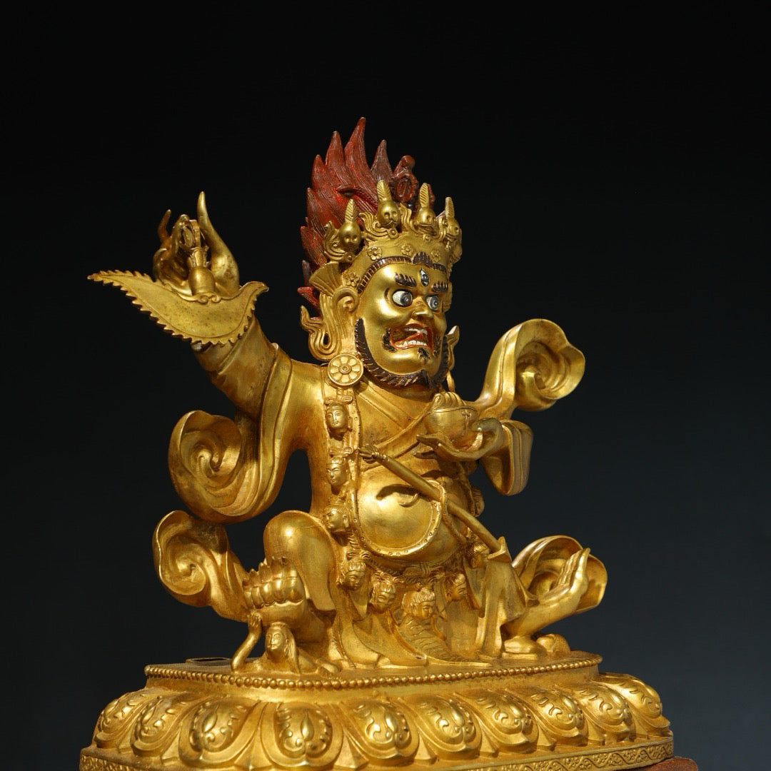 Chinese Antique Pure Copper Buddha Statue in the Big Black Sky