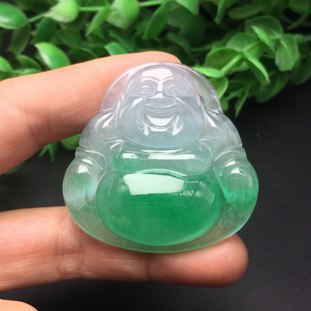Ice floating green thick Buddha statue